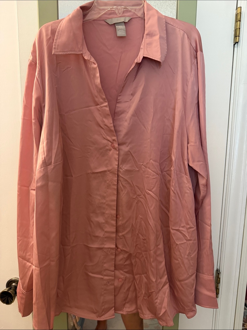 H&M Blush Pink Satin Button-Up Shirt